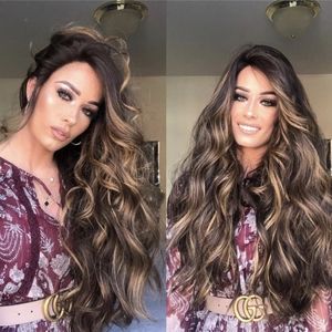 Wavy Fluffy Brown Wig Lace Front Long Curly  
